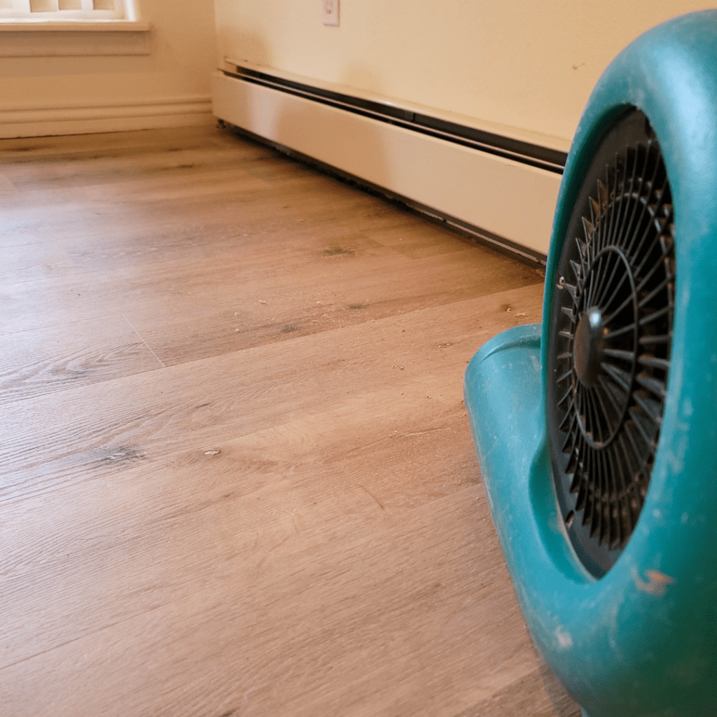 restoration of water with fan in room