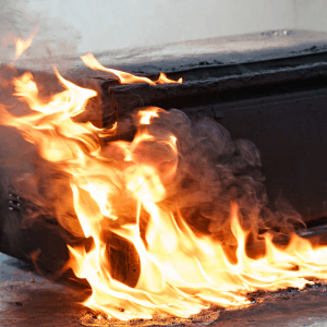 microwave on fire in kitchen fire